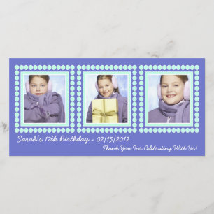 Carte De Remerciements Sa photo dans la diva pourpre d'anniversaire de