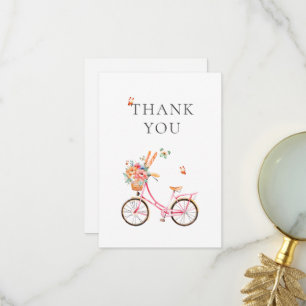 Carte De Remerciements Sac en papier aquarelle vélo rose Paris