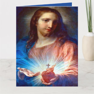 Carte De Remerciements Sacré Coeur de Jésus avec prière de consécration