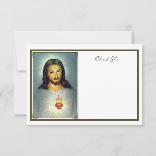 Carte De Remerciements Sacré Coeur Jésus (Devant)
