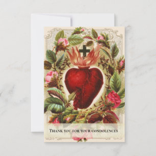 Carte De Remerciements Sacré Coeur Jésus Condolence funéraire catholique