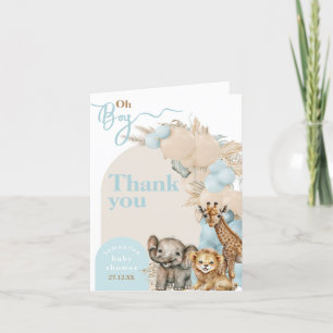 Carte De Remerciements Safari animal Boho Oh Boy Baby shower