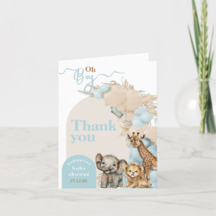 Carte De Remerciements Safari animal Boho Oh Boy Baby shower