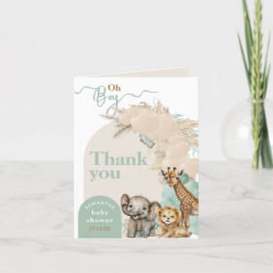 Carte De Remerciements Safari animal Boho Oh Boy Baby shower