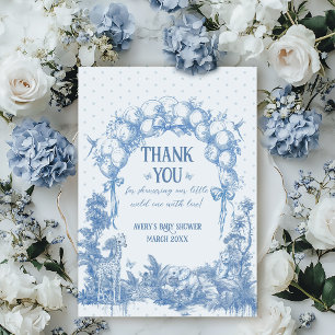 Carte De Remerciements Safari animal Dusty Blue Toile bébé garçon douche 
