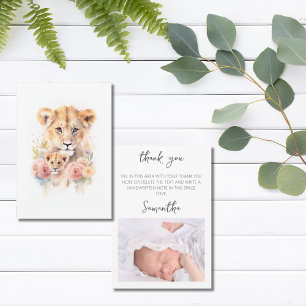 Carte De Remerciements Safari Animal Lion Floral Maman Baby shower