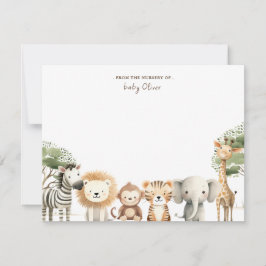 Carte De Remerciements Safari animal mignon De la pépinière de