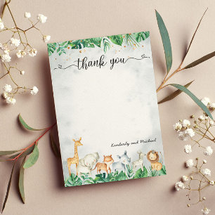 Carte De Remerciements Safari Animaux Aquarelle Anniversaire BABY SHOWE