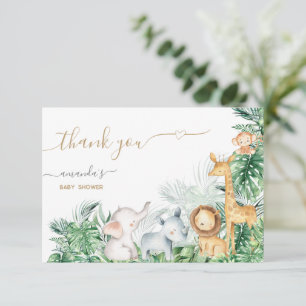 Carte De Remerciements Safari Bébé Animaux Baby shower de verdure