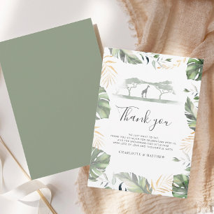 Carte De Remerciements Safari Giraffe Palms Baby shower Feuille