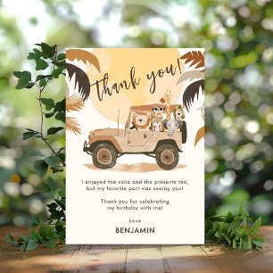 Carte De Remerciements Safari Jungle Animaux Anniversaire