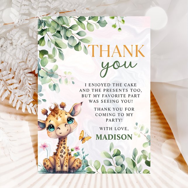 Carte De Remerciements Safari Jungle Animaux Anniversaire (Créateur téléchargé)