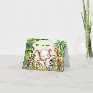 Carte De Remerciements Safari Jungle Animaux Mignons Sauvage Un 1er Anniv