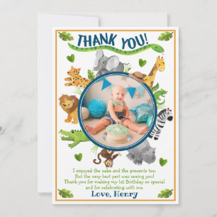 Carte De Remerciements Safari Jungle Wild One Animaux
