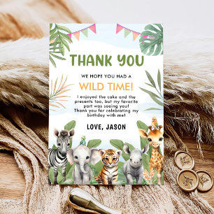 Carte De Remerciements Safari Wild One 1st Boy Birthday