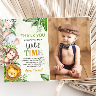 Carte De Remerciements Safari Wild One Birthday Photo