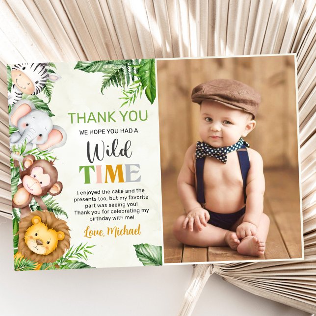 Carte De Remerciements Safari Wild One Birthday Photo (Créateur téléchargé)