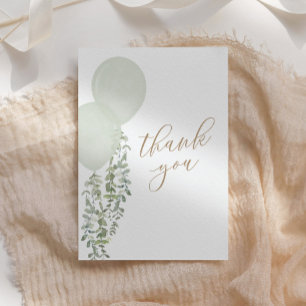 Carte De Remerciements Sage Aquarelle Balloon Jumeaux Baby shower pour ga