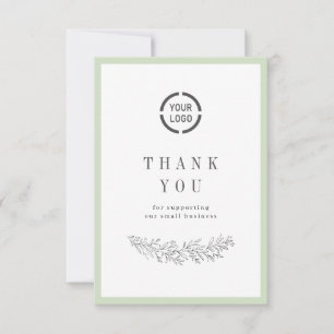 Carte De Remerciements Sage élégant botanique avec logo petite entreprise