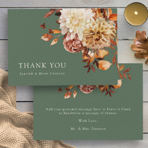 Carte De Remerciements Sage Fall Terracotta Aquarelle Florale Mariage