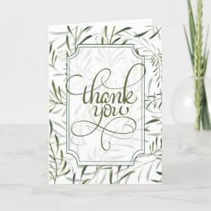 Carte De Remerciements Sage Green Botanique sur blanc