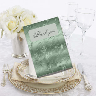 Carte De Remerciements Sage Green Metallic Tiara Elegant Quinceañera