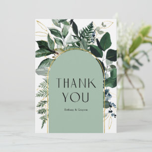 Carte De Remerciements Sage Green Moderne élégant mariage de feuillage de