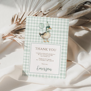 Carte De Remerciements Sage Green One Lucky Duck 1er anniversaire
