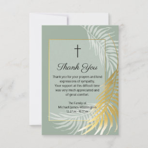 Carte De Remerciements Sage Green Palm Tree Funeral Thank You Note Card