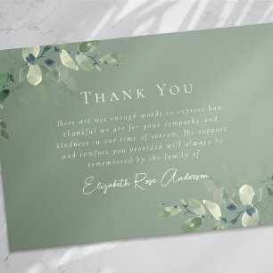 Carte De Remerciements Sage Green Sympathy Eucalyptus Funérailles