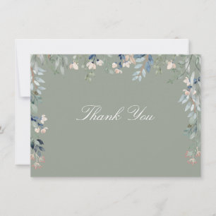 Carte De Remerciements Sage vert Fleur sauvage floral Script