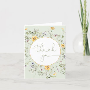 Carte De Remerciements Sage vert Floral fleurs sauvages de sexe neutre