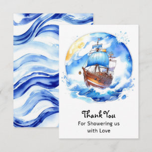Carte De Remerciements Sailboat Dreams : Nautical Baby Boy Douche