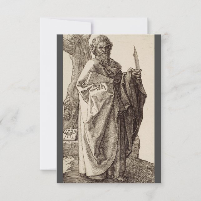 Carte De Remerciements Saint Bartholomée l'Apôtre par Albrecht Durer (Devant)