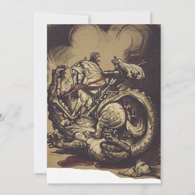 Carte De Remerciements Saint Georges et le Dragon Grand Martyr (Devant)