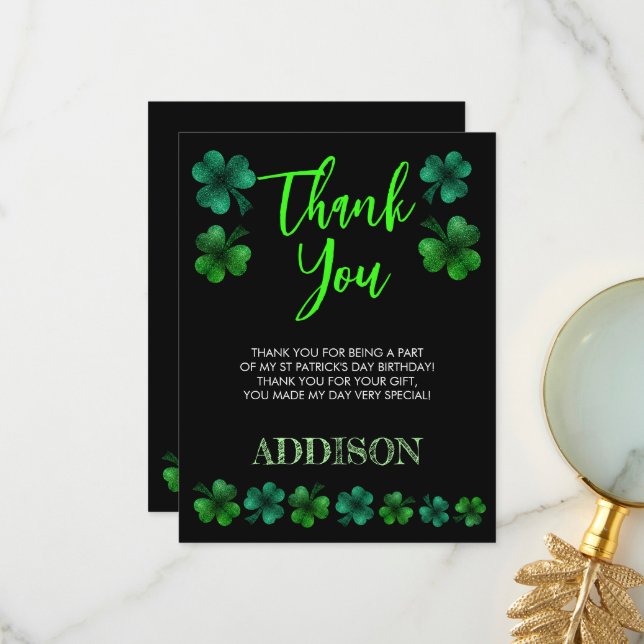 Carte De Remerciements Saint Patrick Day Anniversaire Faisons shamrock (Devant/Arrière en situation)