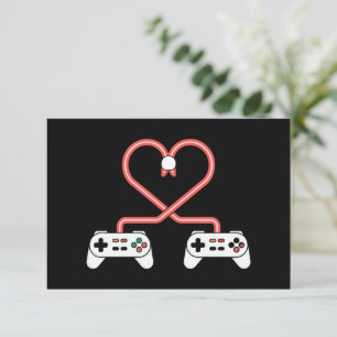 Carte De Remerciements Saint-Valentin de joueur vidéo avec cœur de manett