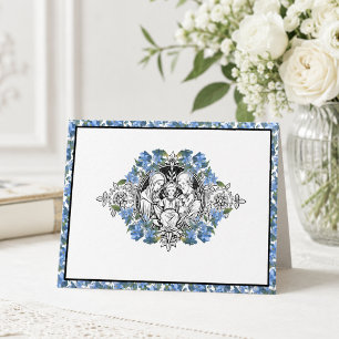 Carte De Remerciements Sainte Famille Religieuse Élégante Florale Bleue