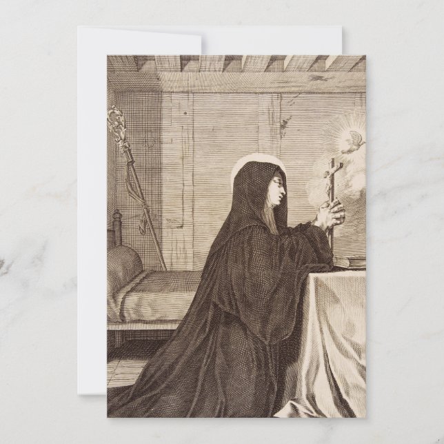Carte De Remerciements Sainte Scholastique Patronne de l'école (Devant)