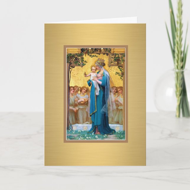 Carte De Remerciements Sainte Vierge Marie Jésus Religieux Catholique (Devant)