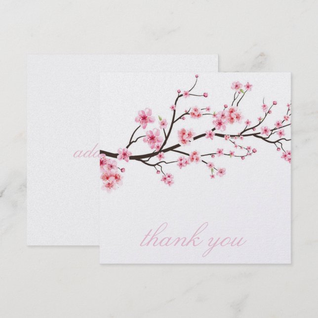Carte de remerciements: SAKURA CHERRY BLOSSOMS (Devant / Derrière)