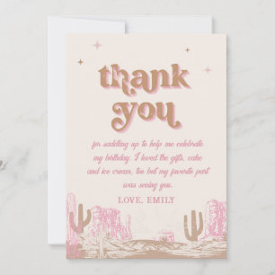 Carte De Remerciements Salut ! Anniversaire de la cowgirl rose occidental