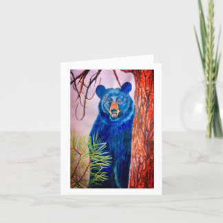 Carte De Remerciements Salut de la peinture d'aquarelle d'ours noir par
