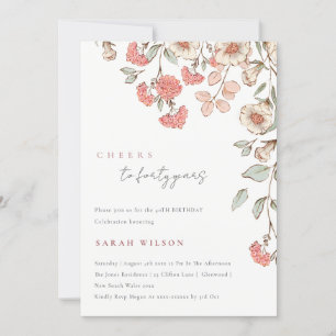 Carte De Remerciements Salutations Fleurs Roses Wreath N'Importe Quel Âge