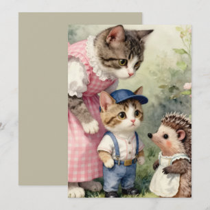 Carte De Remerciements Salutations pour le premier jour –  Chat et Hériss