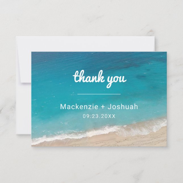 Carte De Remerciements Sand Shore Beach Destination Mariage (Devant)