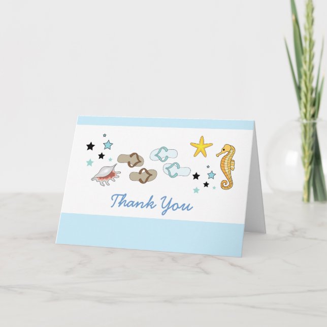 Carte De Remerciements Sandales de plage de remerciement de mariage - ble (Devant)