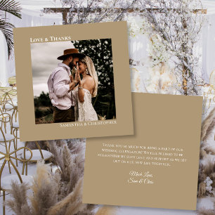 Carte De Remerciements Sandy Tan ou Mocha Love Thanks Photo Note Mariage