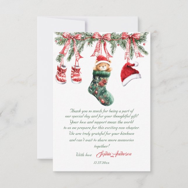 Carte De Remerciements Santa Baby Christmas Baby Shower (Devant)