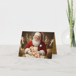 Carte De Remerciements Santa & Baby Jésus avec les Rois Mages